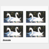 二羽の白鳥とアヒル 長方形シール (シート)
