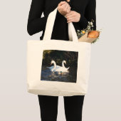 二羽の白鳥と一羽のアヒル ラージトートバッグ (正面(商品))