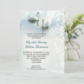 二羽の白鳥の美しい婚約パーティ招待状 招待状 (スタンド正面)