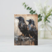 二羽の美しいカラス ポストカード (スタンド正面)