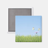 二羽の蝶が花の上を漂っていた マグネット (正面/裏面)