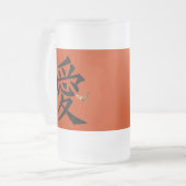 二羽の蝶と愛の漢字 フロストグラスビールジョッキ (正面左)