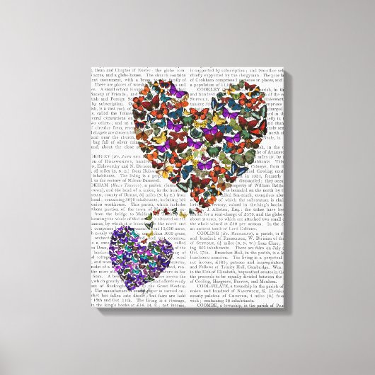 二羽の蝶ハート キャンバスプリント (正面)