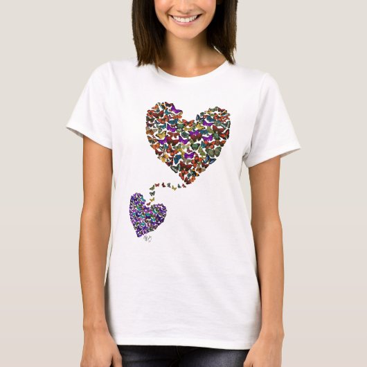 二羽の蝶ハート Tシャツ (正面)