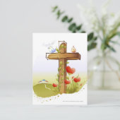 二羽の鳥が十字に止まっている ポストカード (スタンド正面)