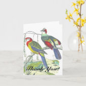 二羽の鳥が枝に止まった「ありがとう！」 カード (黄色い花)
