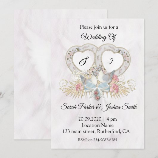 二羽の鳩結婚の巣 招待状 (正面/裏面)