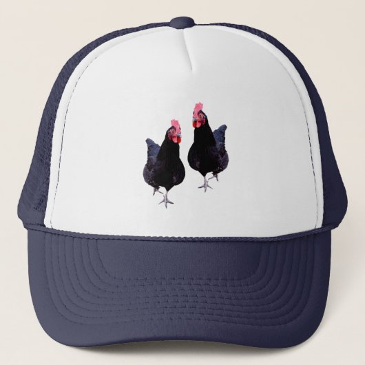 二羽の黒い鶏、帽子 キャップ (正面)