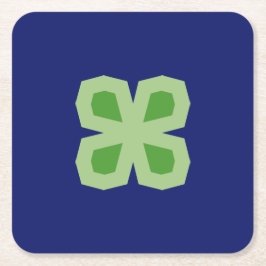 二舌角四葉クローバー スクエアペーパーコースター