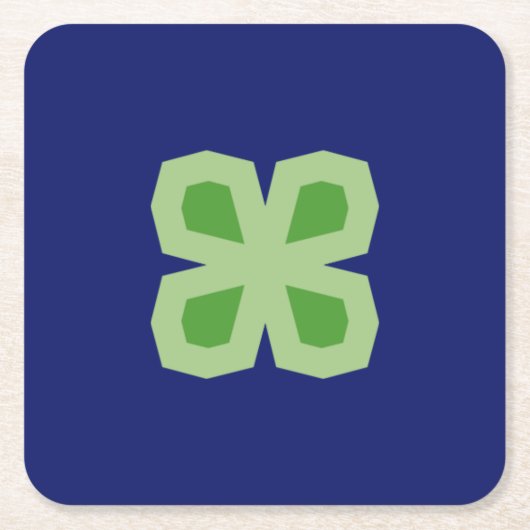 二舌角四葉クローバー スクエアペーパーコースター (正面)