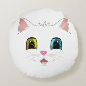 二色の目を違う持つ白猫 ラウンドクッション (裏面)