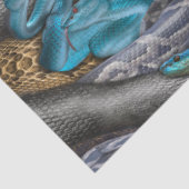 二色の青、黒と黄色の茶色の爬虫類 薄葉紙 (詳細)