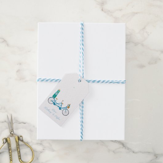 二色タンデムバイク用自転車 ギフトタグ (より糸付き)