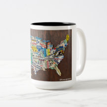 二色ナンバープレート・マップ 15oz マグカップ