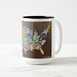 二色ナンバープレート・マップ 15oz マグカップ