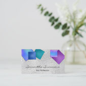 二色モダン性溶融ガラスアートホワイト 名刺 (スタンド正面)