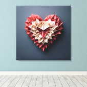 二色折り紙ハート キャンバスプリント (インサイチュ (ウッドフロア))