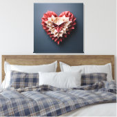 二色折り紙ハート キャンバスプリント (インサイチュ (寝室))