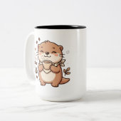 二色陶磁器 カワウソ コーヒーマグ ツートーンマグカップ (正面左)
