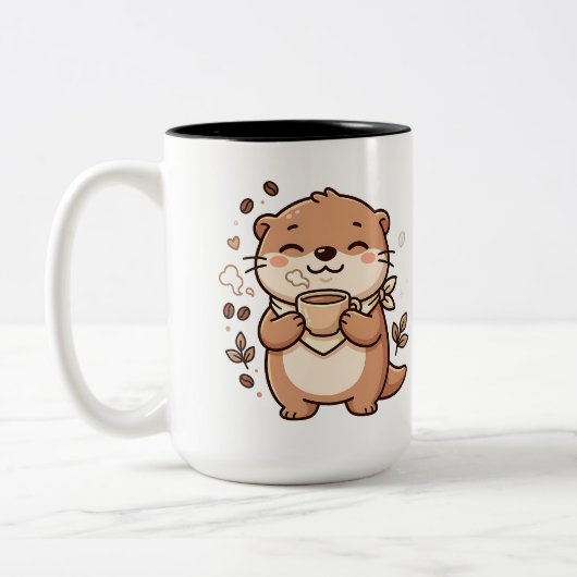 二色陶磁器 カワウソ コーヒーマグ ツートーンマグカップ (左)
