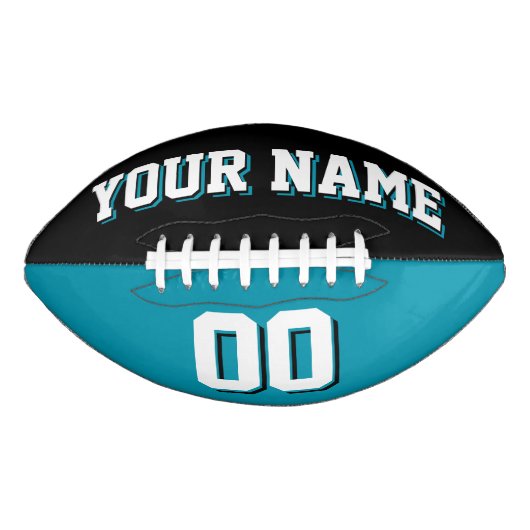 二色黒とティール（緑がかった色）フッカスタムトボール アメリカンフットボール (正面)