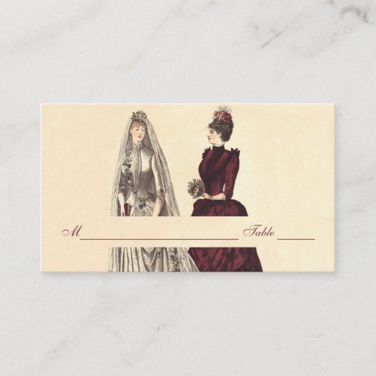 二花嫁結婚ヴィンテージ プレイスカード (正面)