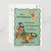 二蝶ヴィンテージ日本のシルクラベル ポストカード (正面/裏面)