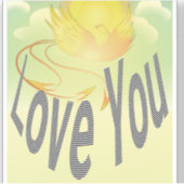 二言愛せよ。燃える黄色いフェニックスの鳥 シール (正面)