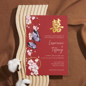 二言語対応中国式結婚式招待状バタフライ 招待状