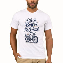 二輪の方が人生はもっと楽しい 自転車Tシャツ