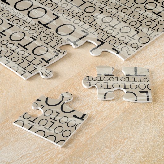 二進粋でファンキーなおたくの真面目なギークのレトロ ジグソーパズル (側面)