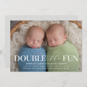 二重おもしろい |ツインフォト誕生のお知らせ 案内状 (正面/裏面)