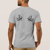 二重すずめ薄い合われた灰色メンズTシャツ Tシャツ (裏面)