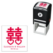 二重の喜びシンボル #3 ハート 結婚 名前 日付 セルフインキングスタンプ (インサイチュ)