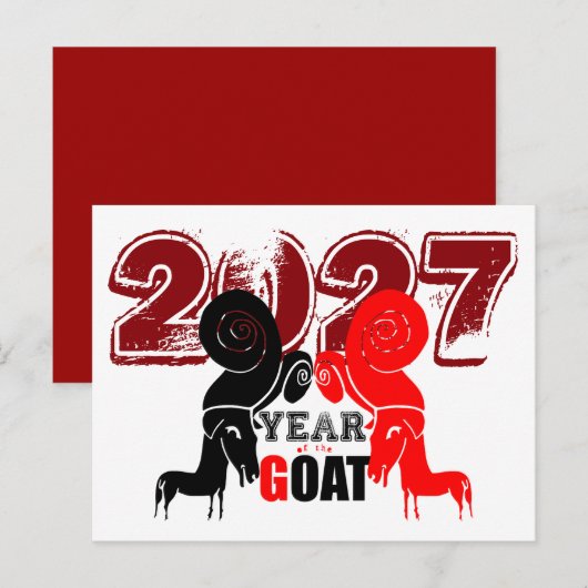 二重の奇数ヤギの中国暦の十二支 2027 PostC H シーズンポストカード (正面/裏面)