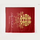 二重の幸福の花の背結婚景を輪にする タペストリー (正面(横))