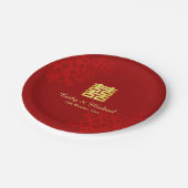 二重の幸福フローラの背中国の景結婚の ペーパープレート (アングル)