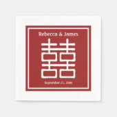 二重の幸福中国の結婚の スタンダードカクテルナプキン (正面)