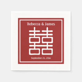 二重の幸福中国の結婚の スタンダードカクテルナプキン