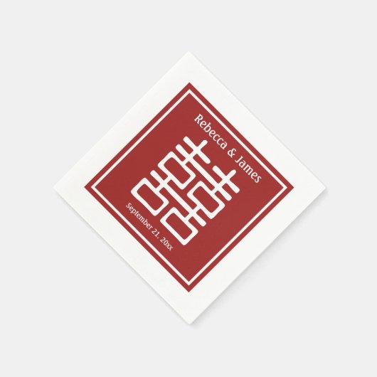 二重の幸福中国の結婚の スタンダードカクテルナプキン (角)