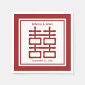二重の幸福中国の結婚の スタンダードカクテルナプキン (正面)