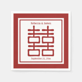 二重の幸福中国の結婚の スタンダードカクテルナプキン