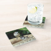 二重の筋を持つフィンチ ガラスコースター (アングル)