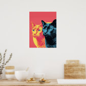 二重の視点:Feline Fusion ポスター (キッチン)