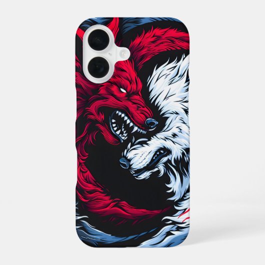 二重の野生の月狼 iPhone 16ケース (裏面)