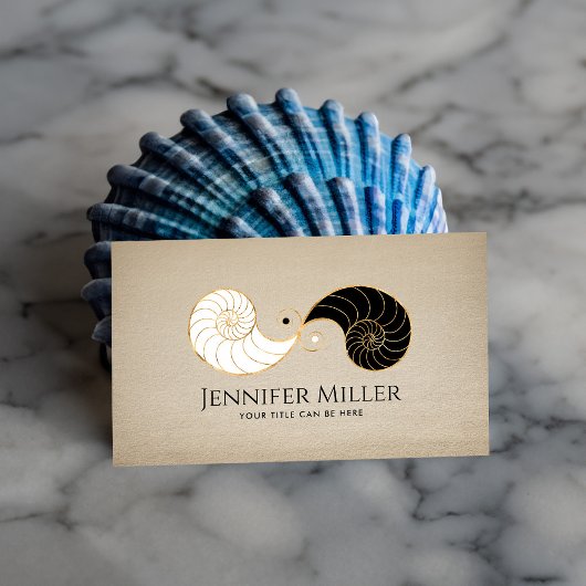 二重らせんnautilusシェル金ゴールド輪郭 名刺