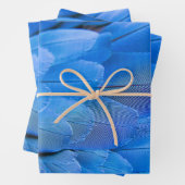 二重イニシャルモノグラムのの青い羽羽の羽の鳥 ラッピングペーパーシート (インサイチュ)