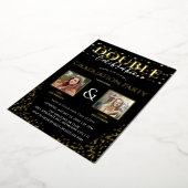 二重エレガントお祝い卒業党金ゴールド 箔招待状 (回転した状態)