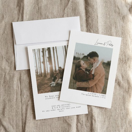 二重エレガント写結婚真 招待状