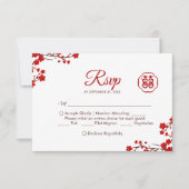 二重エレガント幸福中国の結婚の 出欠カード (正面)